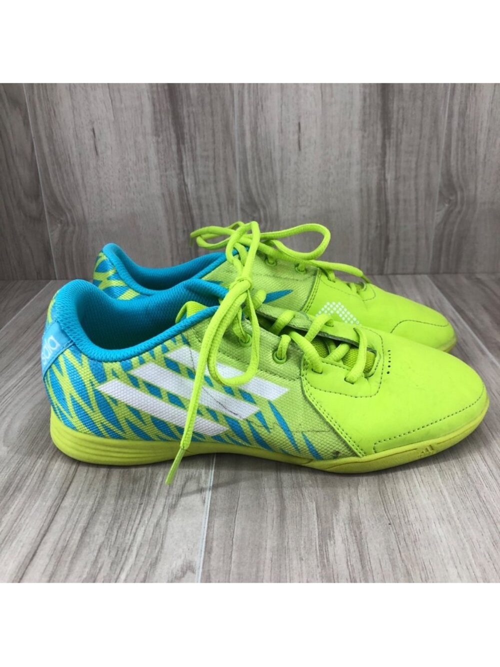 Adidas Indoor Soccer Shoes Youth 5.5 Freefootball Speedkick Neon Yellow Lace Up
